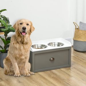 Elevated Dog Bowls with Storage Drawer