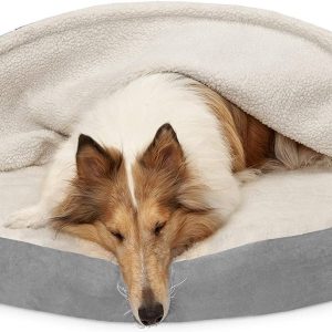 44" Round Sherpa Cave Orthopedic Dog Bed