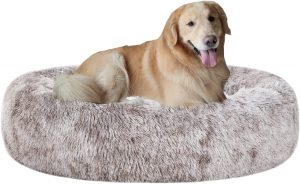 Soothing Faux Fur Donut Dog Bed